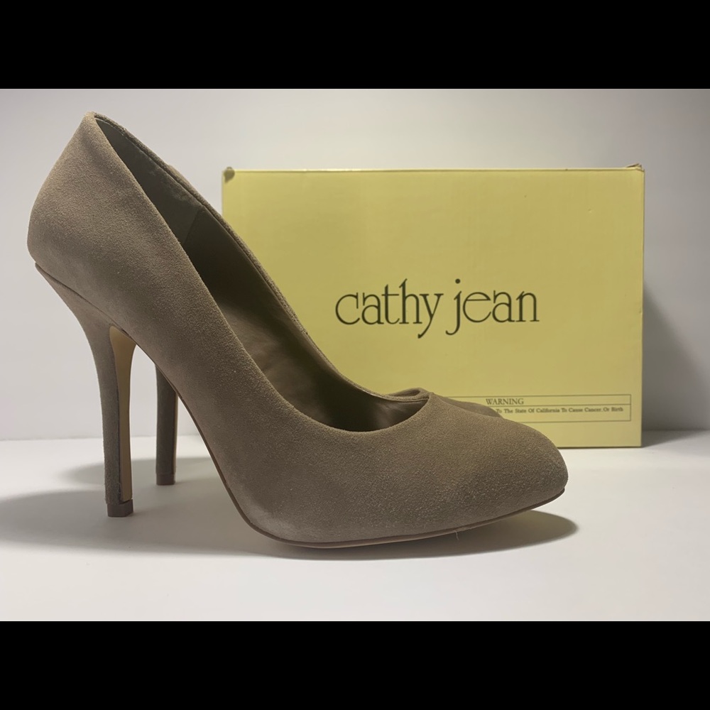 Suede Round Toe 4 1/2 inch heel Taupe